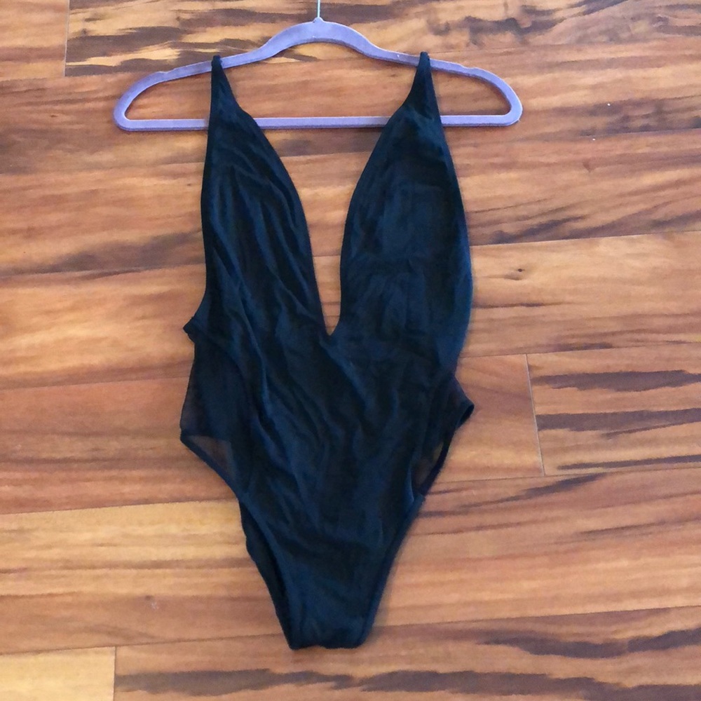 Black one piece bathing suit